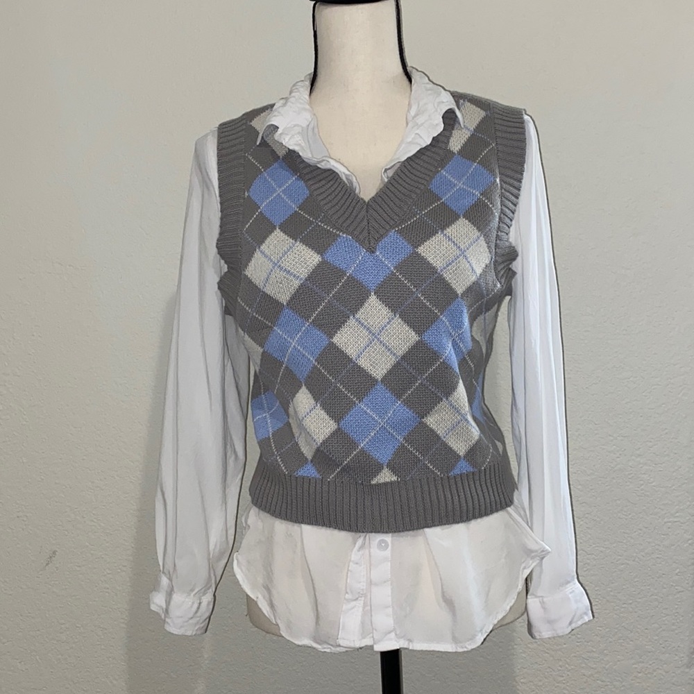 Blue and Grey Sweater Vest